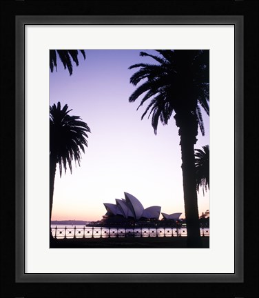 Framed Silhouette of a opera house at dusk, Sydney Opera House, Sydney, Australia Print