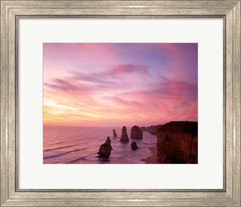 Framed High angle view of rock formations, Twelve Apostles, Port Campbell National Park, Australia Print