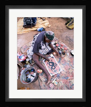 Framed Female artist painting, Alice Springs, Northern Territory, Australia Print