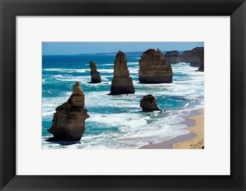Framed Rock formations on the coast, Twelve Apostles, Port Campbell National Park, Victoria, Australia Print