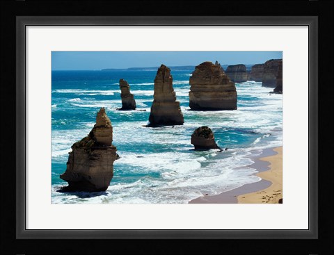 Framed Rock formations on the coast, Twelve Apostles, Port Campbell National Park, Victoria, Australia Print