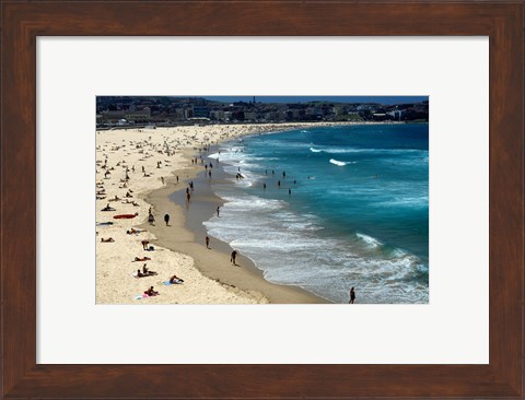 Framed High angle view of tourists on the beach, Sydney, New South Wales, Australia Print