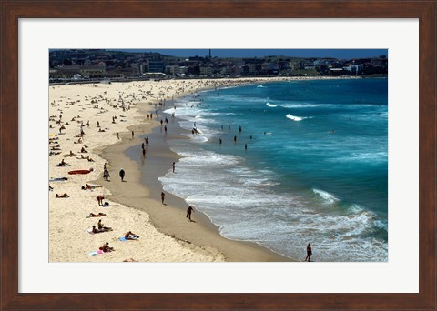 Framed High angle view of tourists on the beach, Sydney, New South Wales, Australia Print