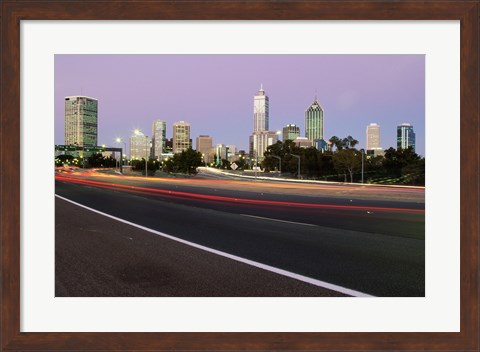 Framed Streaks of light on a road, Perth, Australia Print