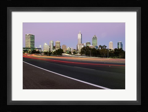 Framed Streaks of light on a road, Perth, Australia Print