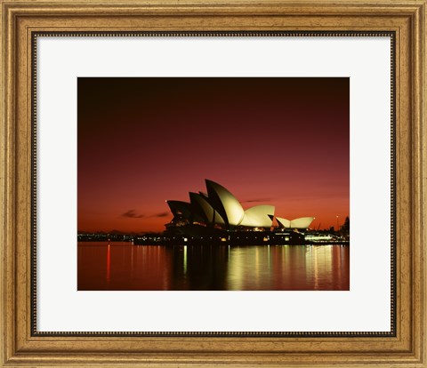 Framed Opera house lit up at night, Sydney Opera House, Sydney, Australia Print