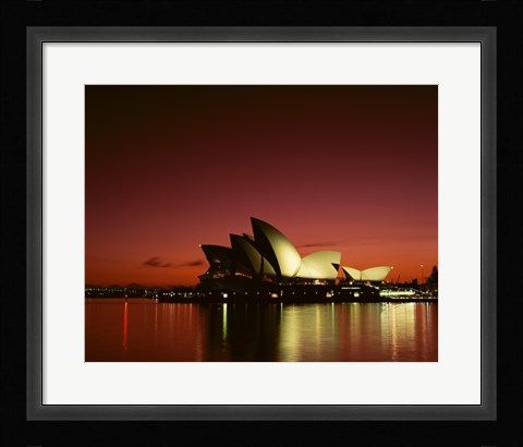 Framed Opera house lit up at night, Sydney Opera House, Sydney, Australia Print
