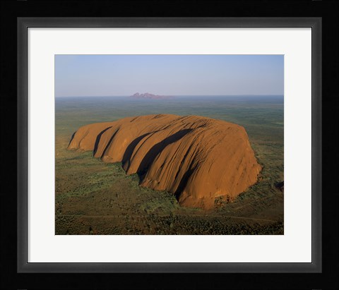 Framed Aerial view of a rock formation. Ayers Rock, Uluru-Kata Tjuta National Park, Australia Print