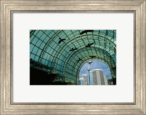Framed Low angle view of sculptures of birds in a shopping mall Print