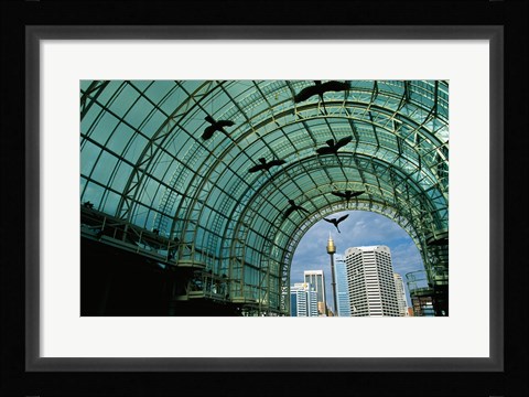 Framed Low angle view of sculptures of birds in a shopping mall Print