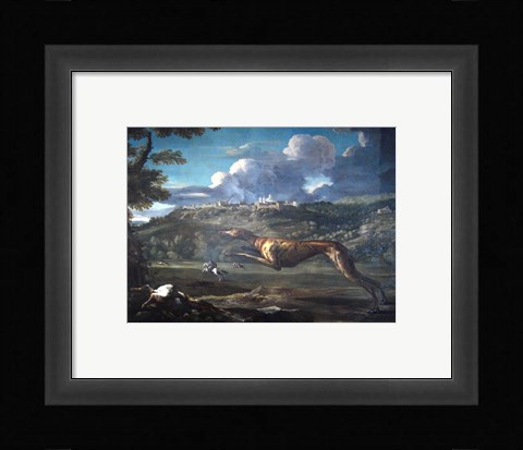 Framed Pace, Michelangelo, Greyhound, rabbit, and the Castle of Ariccia Print