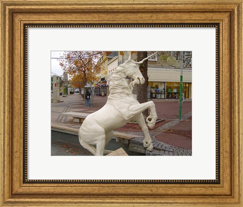 Framed Unicorn Statue Print