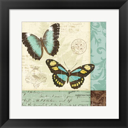 Framed Butterfly Patchwork II Print