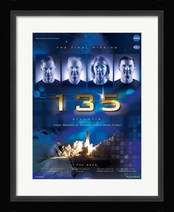 Framed NASA STS-135 Official Mission Poster Print