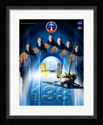 Framed STS 133 Mission Poster Print