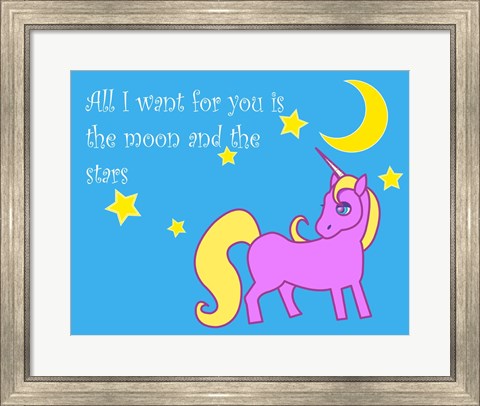 Framed Moon and Stars Unicorn Print
