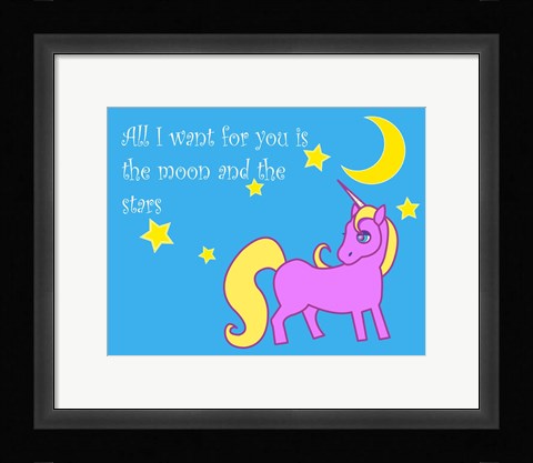 Framed Moon and Stars Unicorn Print