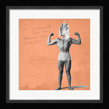 Framed Muscle Man Unicorn Print
