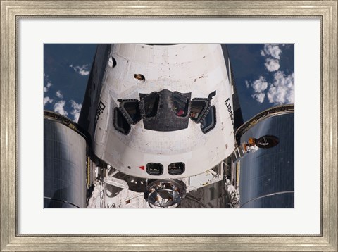 Framed Partial view of the crew cabin and forward payload bay of the space shuttle Discovery Print