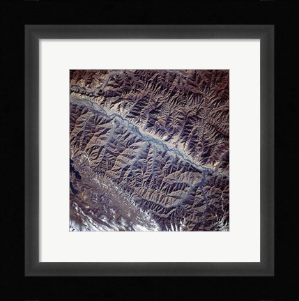 Framed Mountain Range from Space Print