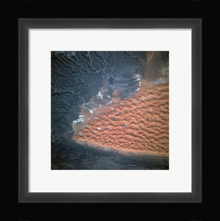 Framed Spectacular view of dune fields in Algeria photographed from orbit Print