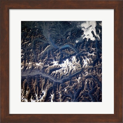 Framed Swiss alps from space taken by Atlantis Print