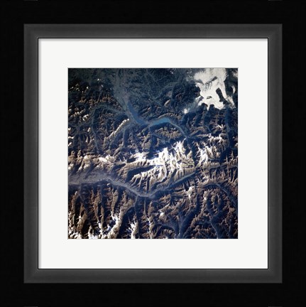 Framed Swiss alps from space taken by Atlantis Print