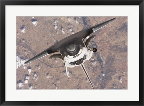 Framed Top down view of atlantis docking from ISS Print