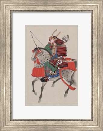 Framed Samurai Riding a Horse Print