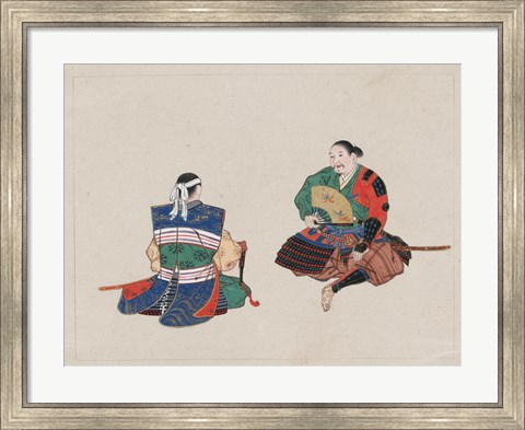 Framed Seated Samurai Warriors Print