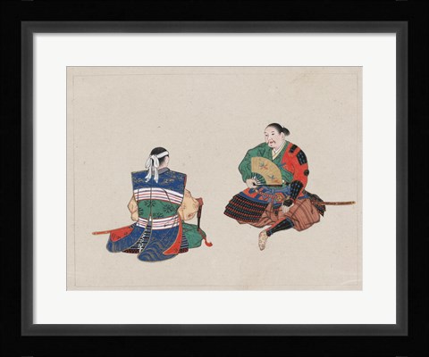 Framed Seated Samurai Warriors Print