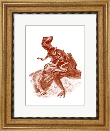 Framed Triceratops with Tyrannosaurus Print