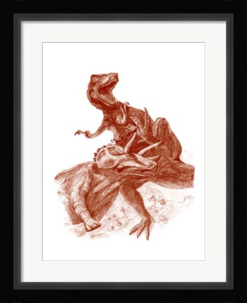 Framed Triceratops with Tyrannosaurus Print