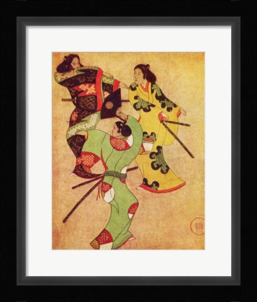 Framed Iwasa Katsushige samurai Print