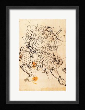 Framed Samurai holding a halberd Print