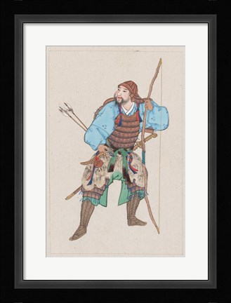 Framed Samurai with bow Print
