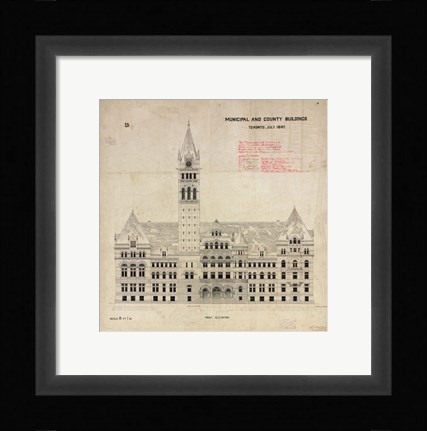 Framed Municipal and County Buildings Toronto July 1887 Print