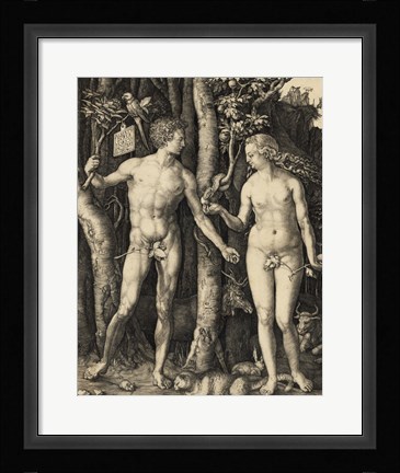 Framed Adam and Eve in the garden Print