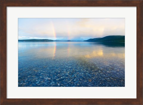 Framed Reflection of a rainbow in a lake, Lake Khovsgol, Sayan Mountains, Russian-Mongolian border Print