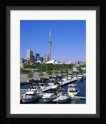 Framed Boats docked at a dock, Toronto, Ontario, Canada Print