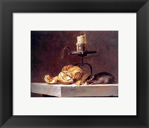 Framed Willem Van Aelst  Still Life with Mouse and Candle Print