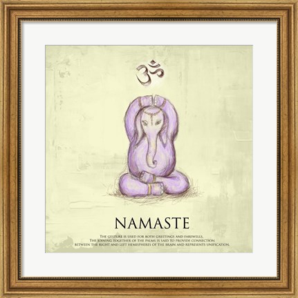 Framed Elephant Yoga, Namaste Pose Print