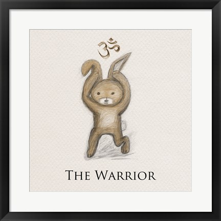 Framed Bunny Yoga,The Warrior Pose Print