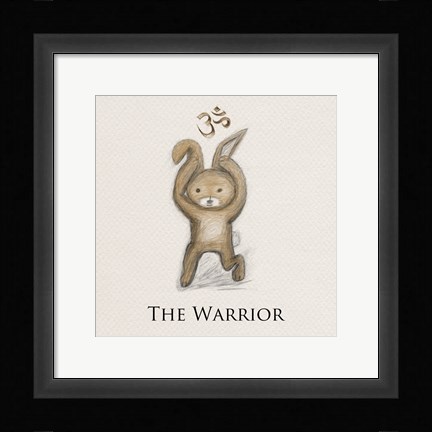 Framed Bunny Yoga,The Warrior Pose Print