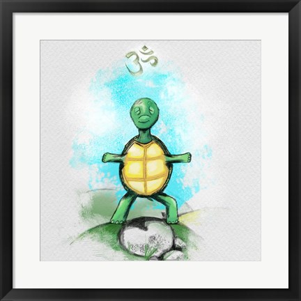 Framed Yoga Turtle I Print