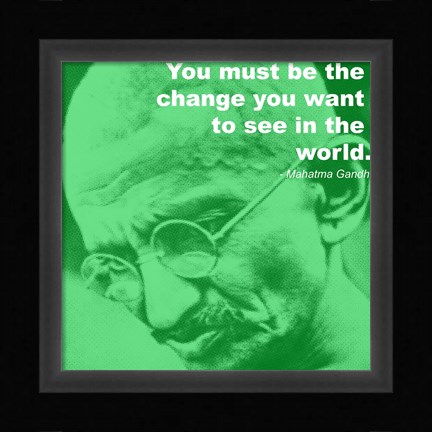 Framed Gandhi - Change Quote Print