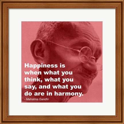 Framed Gandhi - Happiness Quote Print