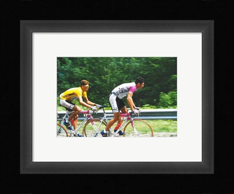 Framed Jan Ullrich and Udo Bolts crossing the Vosges mountains together in the 1997 Tour de France Print