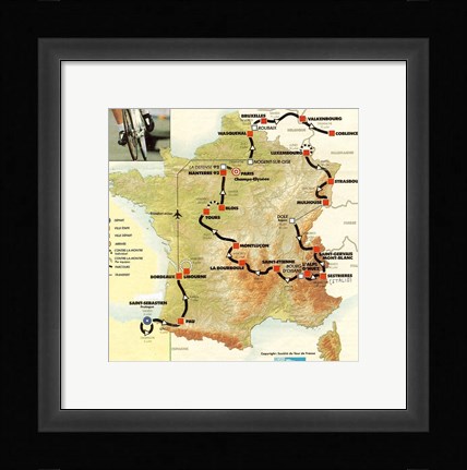 Framed Tour de France 1992 map Print