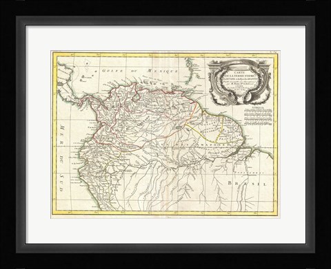 Framed 1771 Bonne Map of Tierra Firma Print